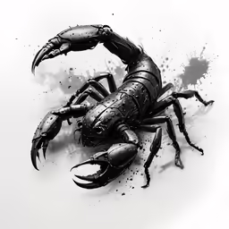 a lobster that is covered in splots of ink