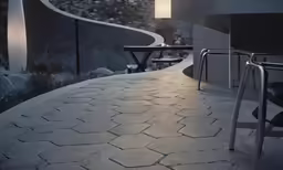 two chairs and some table on the street