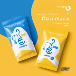two bags of conmars, on a yellow background