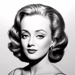 a black and white photo of a woman with very big curls