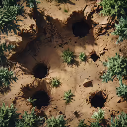 a small group of green plants growing in the dirt