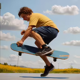 a man is attempting to launch a skateboard