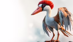 a very pretty bird with very red head and big wings