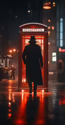 the man is in his own telephone booth