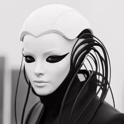 a person wearing a mask with hair
