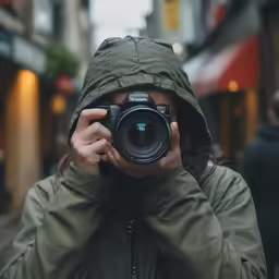 a person is taking pictures with a camera