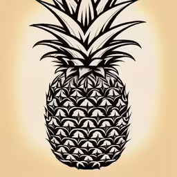 a black and white painting of a pineapple