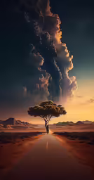 a person walking on a road under a tree