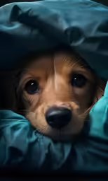 a dog is laying under a blanket while he sleeps