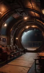 the empty seating area inside of the movie theater