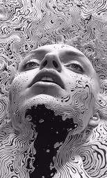 a woman looking up with bubbles floating on her head