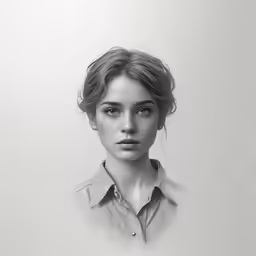 a woman wearing a shirt looking at the camera