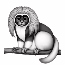 a drawing of a small monkey sitting on a log