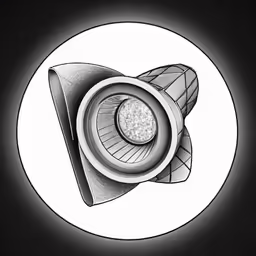 the top of a white and black object in a circle