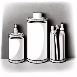 three bottles of sprayers sitting on a counter