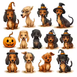 dogs in different outfits are dressed up for halloween