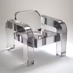 a silver armchair is shown with an interesting structure