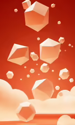 three dimensional shapes floating into the air