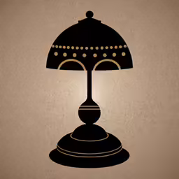 a black and brown lamp on top of a table