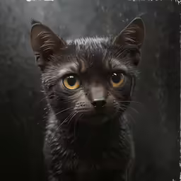 an animal with large brown eyes standing in front of a camera