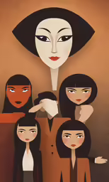 an old fashion poster with four women standing together