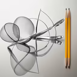 a sculpture made with metal forks and pencils