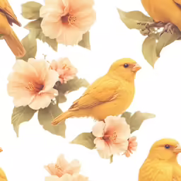 a bird sitting on a branch with flowers all around