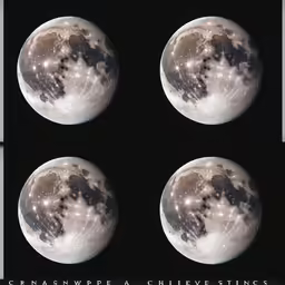 three phases of the moon with stars and clouds