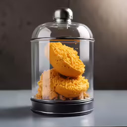 cookies in a glass container with magnets on top