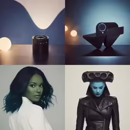 three different images with various shapes and colors