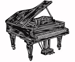 an old grand piano sitting up close,black and white piano with the keys in perspective