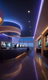 the lobby features a modern feel and high ceilings