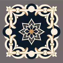 a very intricate, geometric design in white and blue