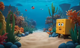 a spongebob themed underwater scene with an empty box