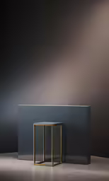 an empty table in the middle of an empty room