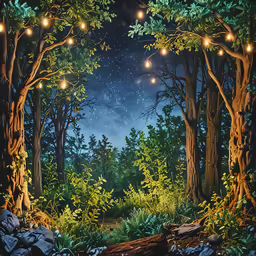 there is a mural painted on the wall of a forest