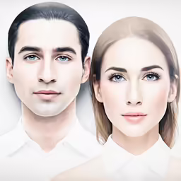 a painting of two people, one in a suit