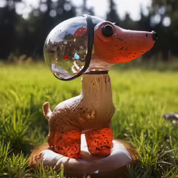 a light up toy dog in the grass