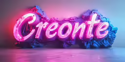 neon sign for the word cronte on a pink wall