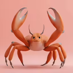an orange crab with long legs and horns