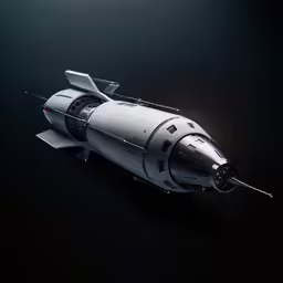 a small, futuristic white airplane in the dark