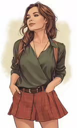 a drawing of a woman wearing a skirt