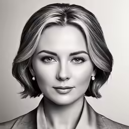 black and white portrait of a blonde woman