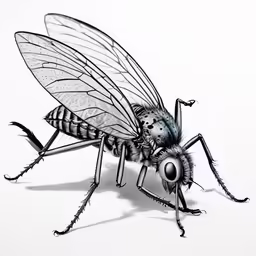 a mosquito that has landed on a white background