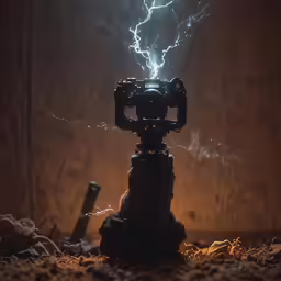 the flash is lit up from behind the camera