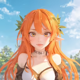 an anime avatar featuring orange hair and large breasts
