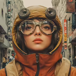 a young person wearing glasses and an orange hood