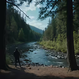 a man standing next to some rocks and water