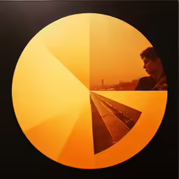 the orange poster is displaying a man standing near a window