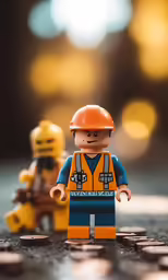 some lego figurines of construction workers